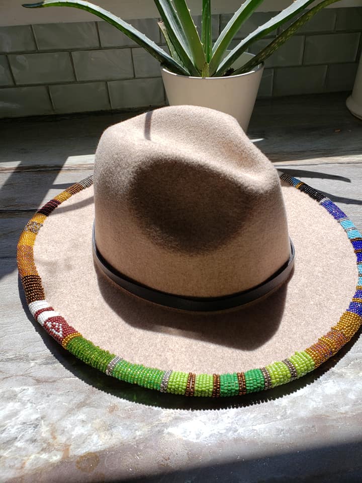 Custom Design Hand Beaded Wide Brim Hat